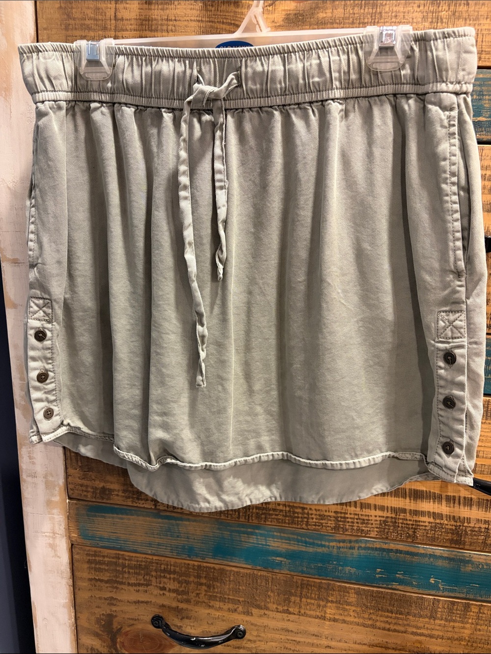 C&C California Light Sage Drawstring Mini Skirt